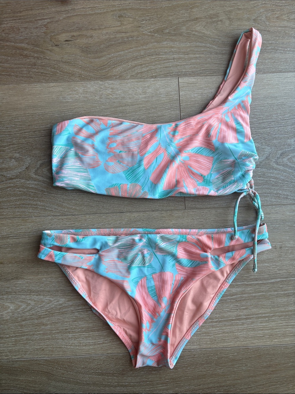 L*Space Coral and Teal Bikini Set M
